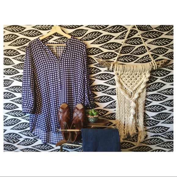 Tops - SOLD Grand & Greene Blue & white checkered Blouse